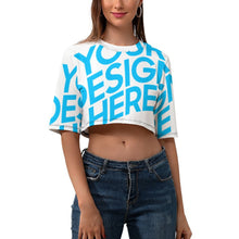 Lade das Bild in den Galerie-Viewer, T-Shirt TSHIRT Crop Top mit 2/3 Arm super kurz NZ110 - Damen / Frauen - selbst gestalten und bedrucken