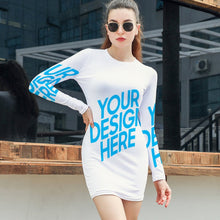 Lade das Bild in den Galerie-Viewer, Langarmkleid, enges Kleid T10 für Damen Frauen mit Foto Text selbst gestalten und bedrucken