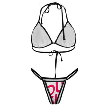 Lade das Bild in den Galerie-Viewer, Damen / Frauen Multi-Image-Design Push-Up Triangel Bikini Set 2-teilig Bademode J195D57 mit Schnüren BH + String mit Ihrem Design Motiv Foto Text selbst gestalten und bedrucken
