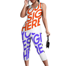 Lade das Bild in den Galerie-Viewer, Multi-Image-Design Sportanzug 2-tlg Tank Top & Leggings Trainingsanzug Allover-Druck für Damen / Frauen PTZ mit Fotos Muster Text Logo selbst gestalten und bedrucken