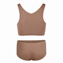 Lade das Bild in den Galerie-Viewer, Personalisierte nahtlose Bustier Bralette BH Set mit Panty (2-tlg) mit Fotos Muster Text Logo selbst gestalten und bedrucken