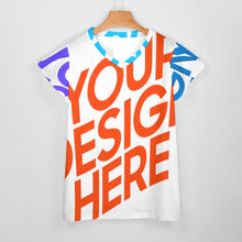 Lade das Bild in den Galerie-Viewer, Multi Images Druck V-Shirt Tshirt mit Blütenblatt Ärmel AHT mit Foto Muster Text Logo selbst gestalten und bedrucken