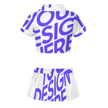 Lade das Bild in den Galerie-Viewer, Einzelbild-Design Damen Cheerleader Kostüm Uniform Bauchfrei 2 teilig mit Foto Design Motiv Text selbst gestalten und bedrucken