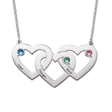 Lade das Bild in den Galerie-Viewer, Personalisierte Verflochtene Herzkette mit Geburtssteinen X0063 mit Gravur selbst gestalten