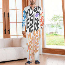 Lade das Bild in den Galerie-Viewer, Multi-Image-Design Herren / Männer Schlafanzug Pyjama Set Langarm - Kragen Classic (2 tlg.) SDS062 mit Foto Design Motiv Text selbst gestalten und bedrucken