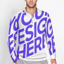 Lade das Bild in den Galerie-Viewer, Einzelbild-Design Kurzer Reißverschluss Herren Langarm Poloshirt mit Strickkragen RL mit Ihrem Design Motiv Foto Text selbst gestalten und bedrucken