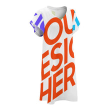 Lade das Bild in den Galerie-Viewer, Bis 5XL Multi-Image-Druck Damen Kurzarm TSHIRT T-Shirt Kleid mit V-Ausschnitt NZ2202046 mit Fotos Muster Text Logo selbst gestalten und bedrucken