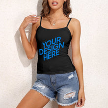 Lade das Bild in den Galerie-Viewer, Basictop Spaghettitop Damen / Frauen aus elastischer Baumwoll-Qualität A-012 mit Fotos Muster Text Logo selbst gestalten und bedrucken