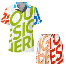 Lade das Bild in den Galerie-Viewer, Multi-Image-Design Damen / Frauen Kurze Schlafanzug Shorty Pyjama Set aus Seide mit Foto Design Motiv Text selbst gestalten und bedrucken