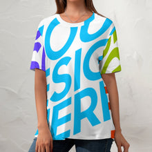 Lade das Bild in den Galerie-Viewer, Große Größen Multi-Image-Druck Damen / Frauen Voll Druck 100% Baumwolle Kurzarm TSHIRT T-Shirt ZP057 mit Fotos Muster Text Logo selbst gestalten und bedrucken