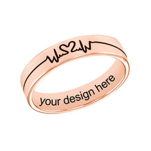 Lade das Bild in den Galerie-Viewer, Personalisierter Heartbeat Chart Herzschlag Diagramm Ring J0028 mit Gravur nach Wunsch mit 18K Gold Roségold Vergoldung selbst gestalten