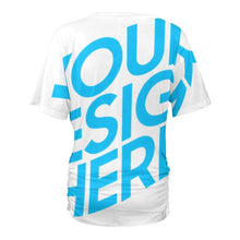 Lade das Bild in den Galerie-Viewer, Einzelbilddruck Tshirt Damen mit V-Ausschnitt mit Falten Dekoration BHT mit Namen Fotos Text selbst gestalten und bedrucken