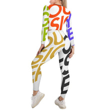 Lade das Bild in den Galerie-Viewer, Multi-Image-Druck Damen / Frauen V Ausschnitt Sweatshirt Set Sportanzüge Jogginganzug Hosen und Sport Crop Top 2 Stücke Bekleidungssets Yoga Outfit Freizeitanzug Sportswear NZ153 mit Fotos Muster Text Logo selbst gestalten und bedrucken