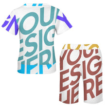 Lade das Bild in den Galerie-Viewer, Multi-Image-Design Allover-Druck Große Größen kurzärmeliges TShirt mit Shorts Set Trainingsanzug NTZ für Damen / Frauen selbst gestalten und bedrucken