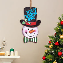 Lade das Bild in den Galerie-Viewer, Weihnachtsschneemann Holzschild Ornament, Weihachtsbaumaufhänger mit Foto Text selbst gestalten und bedrucken