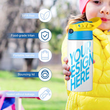 Lade das Bild in den Galerie-Viewer, Wasserbecher Trinkbecher Becher mit Deckel & Strohhalm für Kinder mit Fotos Muster Text Logo selbst gestalten und bedrucken