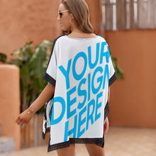 Lade das Bild in den Galerie-Viewer, Schöner getreifter Strandkimono ZS907 mit tiefe V-Ausschnitt selbst gestalten und bedrucken