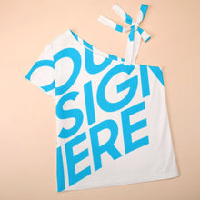 Lade das Bild in den Galerie-Viewer, Einzelbilddruck Kurzarmbluse Short Sleeve ZT mit Schleife Träger Damen / Frauen mit Foto Text Muster selbst gestalten und bedrucken