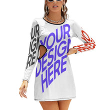 Lade das Bild in den Galerie-Viewer, Multi-Image-Design Damen / Frauen Langarm Kleid mit Cut-Out NZ038 mit Foto Design Motiv Text selbst gestalten und bedrucken