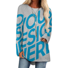 Lade das Bild in den Galerie-Viewer, Einzelbilddruck All Over-Druck Gestricktes graues Tuch langes Rundhals Langarm Shirt TShirt BL mit Fotos Muster Text Logo selbst gestalten und bedrucken