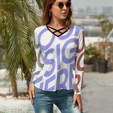 Lade das Bild in den Galerie-Viewer, Multi-Image-Druck Langarm TShirt Langarmshirt NZ118 mit V-Ausschnitt mit Fotos Muster Text Logo selbst gestalten und bedrucken