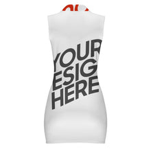 Lade das Bild in den Galerie-Viewer, Multi-Image-Design Damen / Frauen Polo Kleid Jerseykleid Ohne Arm mit Zip MSYX066 mit Foto Design Motiv Text selbst gestalten und bedrucken (Simple Design)