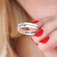 Lade das Bild in den Galerie-Viewer, Personalisierter Heartbeat Chart Herzschlag Diagramm Ring J0028 mit Gravur nach Wunsch mit 18K Gold Roségold Vergoldung selbst gestalten