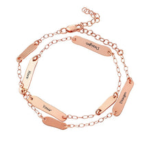 Lade das Bild in den Galerie-Viewer, Personalisierte Armkette Armband Fußkette "Milestone" S0021 mit Namen Gravur mit 18K Gold Roségold Vergoldung selbst gestalten