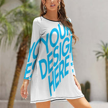 Lade das Bild in den Galerie-Viewer, Wunderschönes NZ015 Kleid mit rundem Ausschnitt mit vollem Arm für Damen / Frauen selbst gestalten und bedrucken