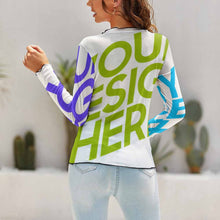 Lade das Bild in den Galerie-Viewer, Multi-Image-Druck Damen / Frauen Langarmshirt Basic Shirt NZ140 mit Fotos Muster Text Logo selbst gestalten und bedrucken