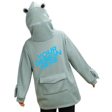 Lade das Bild in den Galerie-Viewer, Doppelseitiger Druck Winter Warmes Frosch Hoodie Kapuzenpullover mit großer Tasche für Mädchen Frauen mit Foto Muster Text selbst gestalten und bedrucken