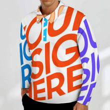Lade das Bild in den Galerie-Viewer, Multi-Image-Druck Sport Langarm Polo Shirt Hemd Langarmhemd Businesshemd SDS008 Herren / Männer mit Fotos Muster Text Logo selbst gestalten und bedrucken