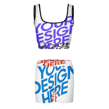 Lade das Bild in den Galerie-Viewer, Multi-Image-Design Hochwertiges Yoga Set Trainingsanzug mit Crop Top und Short 2-tlg YJ052 mit Foto Design Motiv Text selbst gestalten und bedrucken