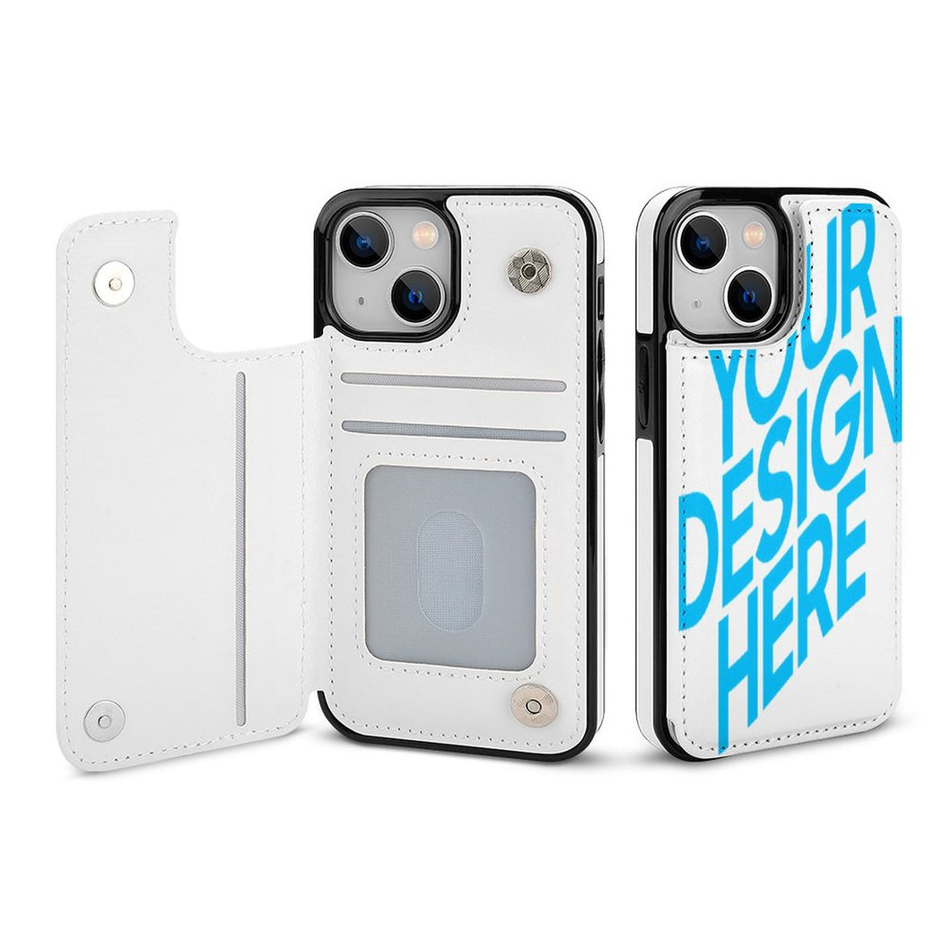 Klapphülle & Flipcase Handyhülle für Apple iPhone 13 / Mini / Pro / Pro Max aus TPU Leder mit Foto Muster Text selbst gestalten und bedrucken