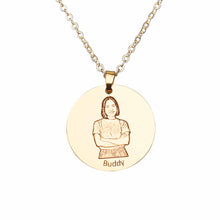 Lade das Bild in den Galerie-Viewer, Gravierbares Plättchen Foto Erinnerung Halskette aus Titanstahl mit 18K Gold Roségold Vergoldung selbst gestalten