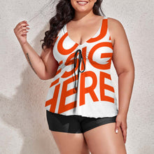 Lade das Bild in den Galerie-Viewer, Große Größe Einzelbilddruck Zweiteiliger Badeanzug Damen / Frauen Bügel-Tankini mit Bikini-Hose QZ6065 mit Fotos Muster Text Logo selbst gestalten und bedrucken