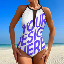 Lade das Bild in den Galerie-Viewer, 2024 NEW Einzelbild-Design Damen/Frauen Einteiliger Badeanzug Strandbadeanzug aus einfarbigem Mesh Patchwork femininer enger Badeanzug SDS2001 mit Foto Design Motiv Text selbst gestalten und bedrucken