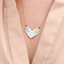 Lade das Bild in den Galerie-Viewer, Personalisierte Familienkette mit Steinen in 925 Sterling Silber Halskette mit Wunschgravur X0031 mit 18K Gold Roségold Vergoldung Länge verstellbar selbst gestalten