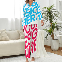 Lade das Bild in den Galerie-Viewer, Einzelbild-Design Schlafanzug Zweiteiliger Homewear Pyjama aus Satin für Damen/Frauen DTZREV1 mit Foto Design Motiv Text selbst gestalten und bedrucken