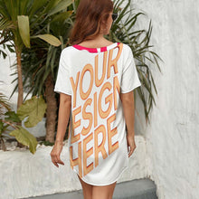 Lade das Bild in den Galerie-Viewer, Damen / Frauen Multi-Image-Design T Shirt Kleid Shirtkleid Sommerkleid NZ023 mit Ihrem Design Motiv Foto Text selbst gestalten und bedrucken