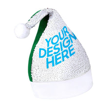 Lade das Bild in den Galerie-Viewer, Weihnachtsmütze Weihnachtshut mit Pailletten grün oder rot selbst gestalten und bedrucken