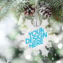 Lade das Bild in den Galerie-Viewer, Weihnachtsschmuck Schneeflocken Kettenanhänger / Anhänger Schneeflocke Winter mit Foto selbst gestalten und bedrucken