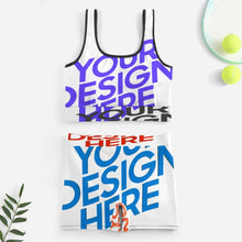 Lade das Bild in den Galerie-Viewer, Multi-Image-Design Hochwertiges Yoga Set Trainingsanzug mit Crop Top und Short 2-tlg YJ052 mit Foto Design Motiv Text selbst gestalten und bedrucken