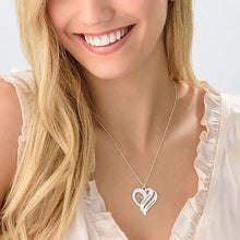 Lade das Bild in den Galerie-Viewer, Personalisierte Doppelherz Halskette "Meine ewige Liebe" mit gravierten Namen und mit Edelsteinen selbst gestalten