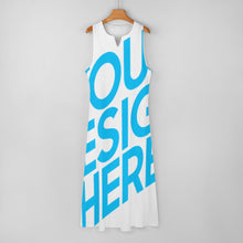 Lade das Bild in den Galerie-Viewer, Große Größen Einzelbilddruck Damen / Frauen Maxikleid Lang Kleid ärmellos GQ mit Fotos Muster Text Logo selbst gestalten und bedrucken