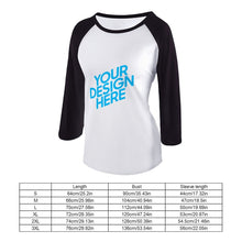 Lade das Bild in den Galerie-Viewer, Damen Raglan T-Shirt mit 3/4 Arm 100% Baumwolle selbst gestalten und bedrucken