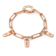 Lade das Bild in den Galerie-Viewer, Rory Gliederarmband mit personalisierten Tag Charms S0017 aus Sterlingsilber mit Gravur selbst gestalten