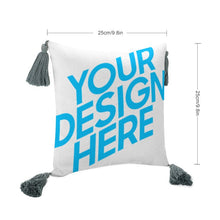 Lade das Bild in den Galerie-Viewer, Kuschelkissen Kissenbezug Kissenhülle aus Baumwolle und Leinen mit Kissenkern mit Quaste mit Foto selbst gestalten und bedrucken