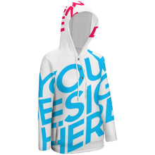 Lade das Bild in den Galerie-Viewer, Kapuzenpullover Sweatshirt Hoodie QH mit Knöpfen für Damen Frauen mit Foto selbst gestalten und bedrucken