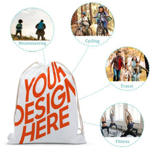 Lade das Bild in den Galerie-Viewer, Jutebeutel Segeltuch Canvas Kordelzugbeutel Kordeltasche Rucksack mit Kordelzug (Auf beiden Seiten verschiedene Bilder drucken) mit Fotos Muster Text Logo selbst gestalten und bedrucken